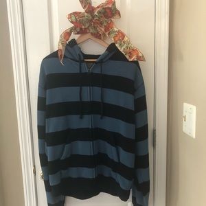 Black & Blue Striped Hoodie